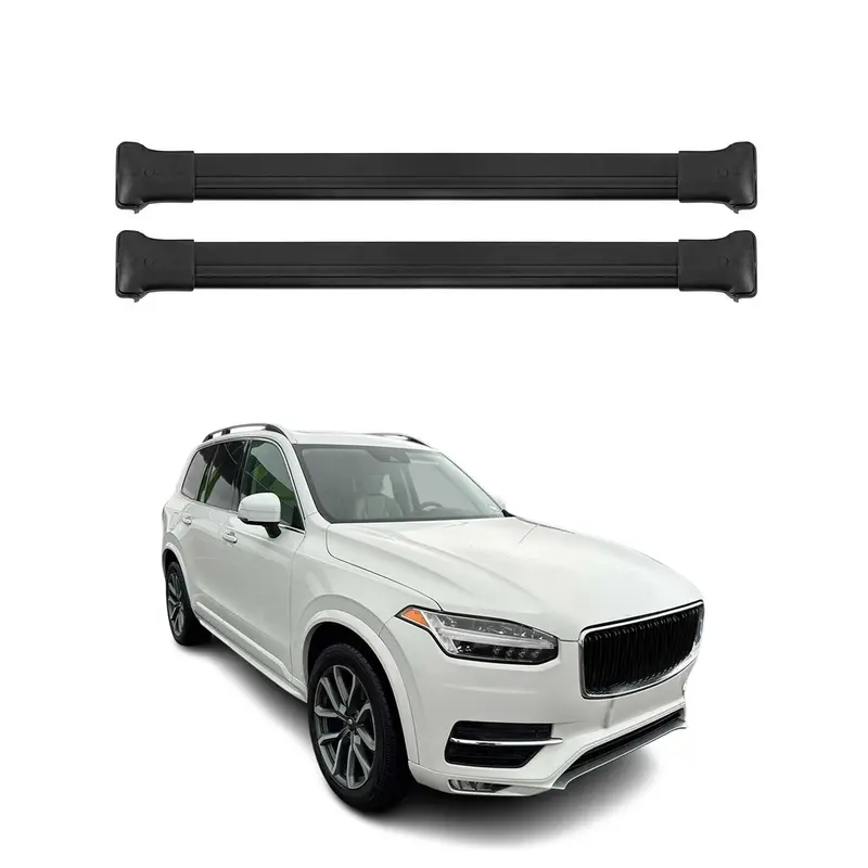 OMAC Barres de toit en aluminium pour Volvo XC90 II 2015-2019 Pre-FL Noir 2x