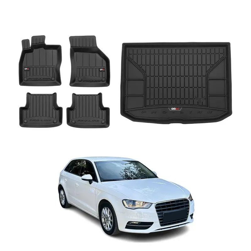 OMAC Kit Tapis de sol et coffre pour Audi A3 8V Sportback 2012-2020 Premium Noir