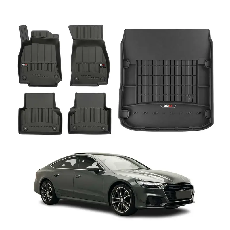 OMAC Kit Tapis de sol et coffre pour Audi A7 C8 Sportback 2018-2026 Premium Noir