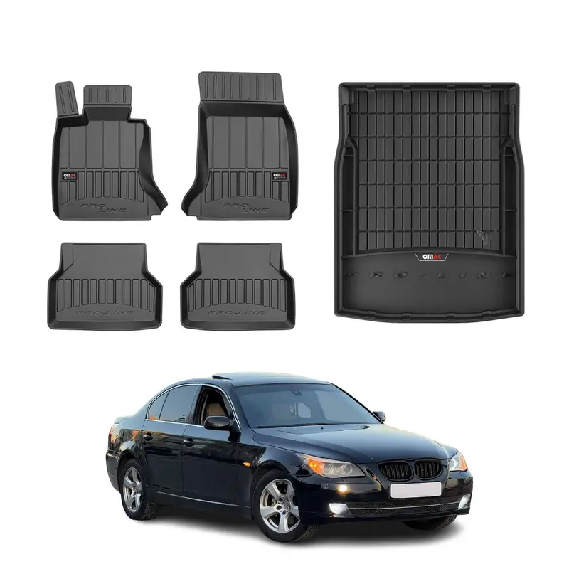 OMAC Kit Tapis de sol et coffre pour BMW Série 5 E60 M5 2003-2010 Premium Noir
