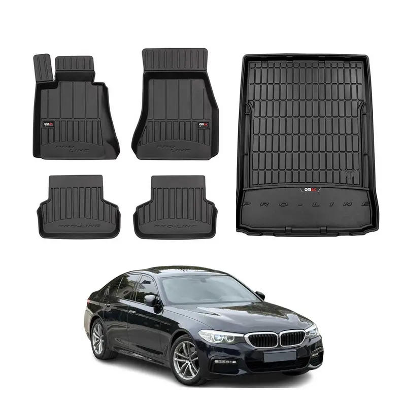 OMAC Kit Tapis de sol et coffre pour BMW Série 5 G30 M5 F90 2016-2023 TPE Noir
