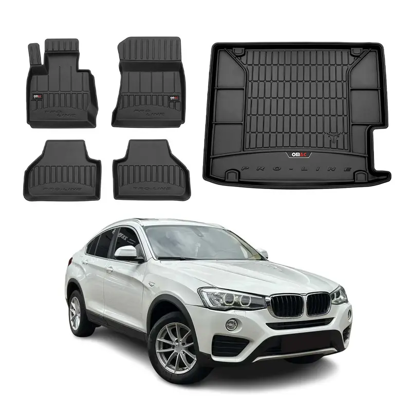 OMAC Kit Tapis de sol et coffre pour BMW X4 F26 2014-2018 Premium Noir
