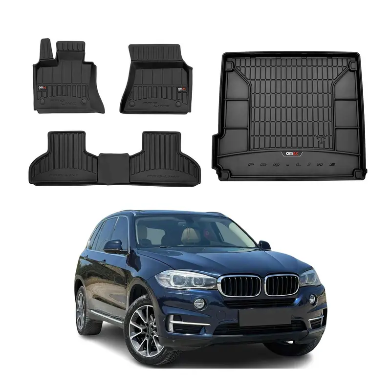 OMAC Kit Tapis de sol et coffre pour BMW X5 F15 F85 2013-2018 Premium Noir