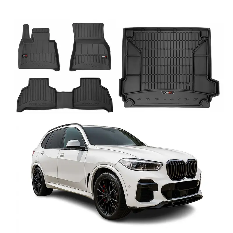 OMAC Kit Tapis de sol et coffre pour BMW X5 G05 2018-2026 Premium Noir 4Pcs