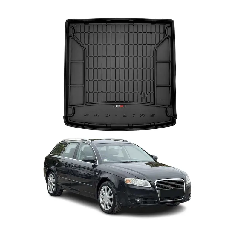 OMAC Tapis de coffre caoutchouc pour Audi A4 B7 Break 2004-2008 Noir Premium