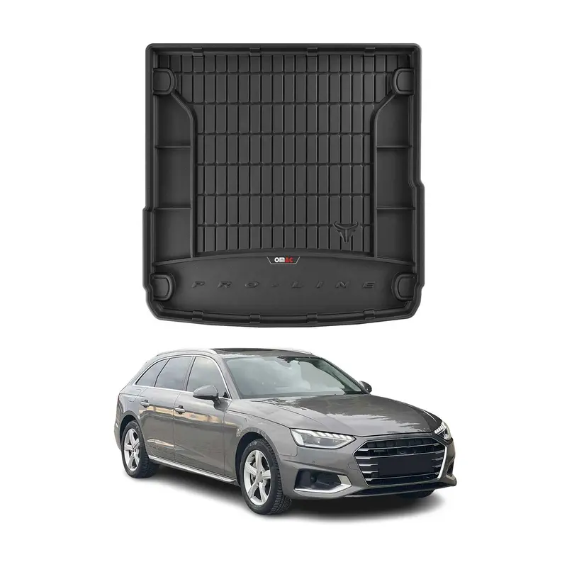 OMAC Tapis de coffre caoutchouc pour Audi A4 B9 Break 2016-2025 Noir Premium