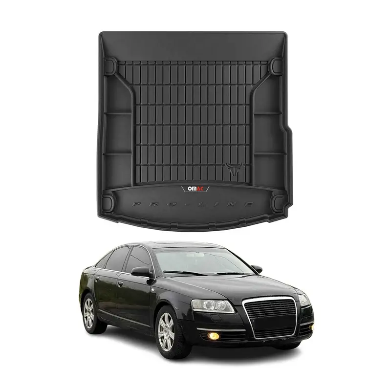 OMAC Tapis de coffre caoutchouc pour Audi A6 Berline C6 2004-2011 Noir Premium