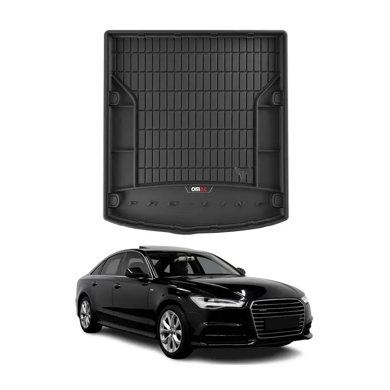 OMAC Tapis de coffre caoutchouc pour Audi A6 Berline C7 2011-2018 Noir Premium