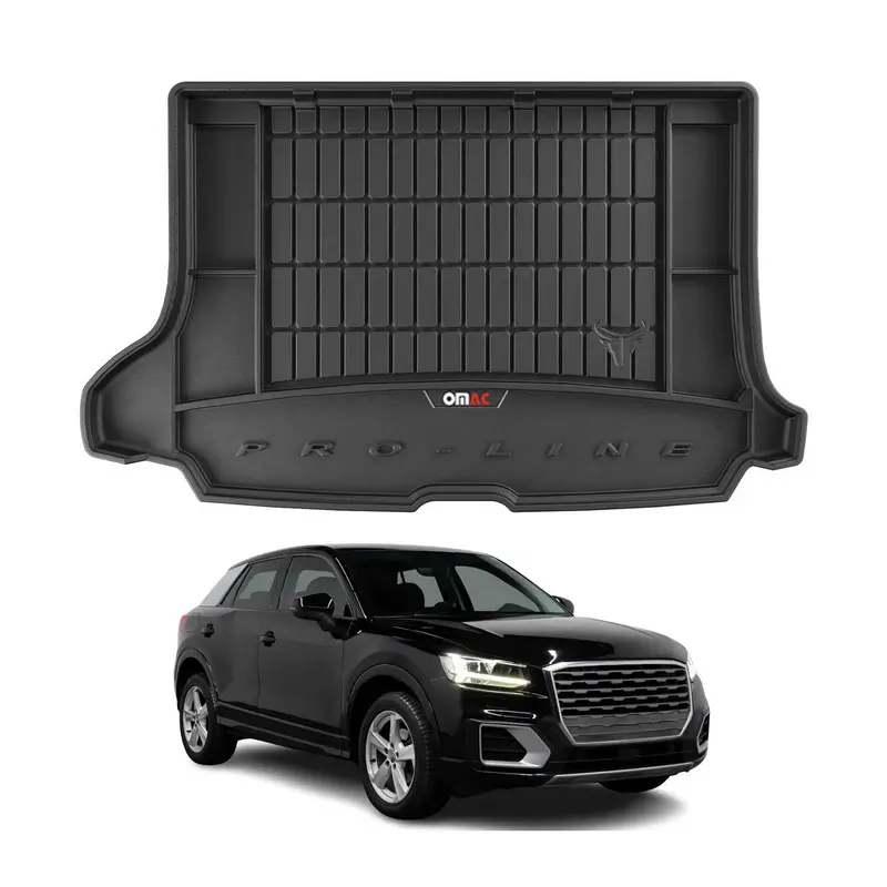 OMAC Tapis de coffre caoutchouc pour Audi Q2 2017-2026 Noir Premium