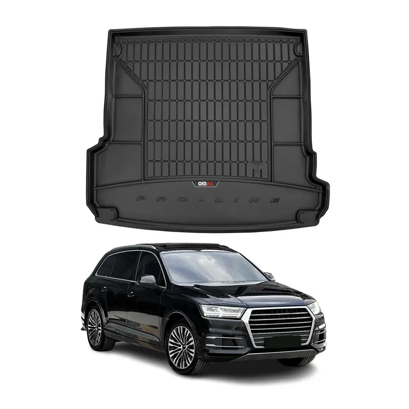 OMAC Tapis de coffre caoutchouc pour Audi Q7 4M 2015-2026 Noir Premium