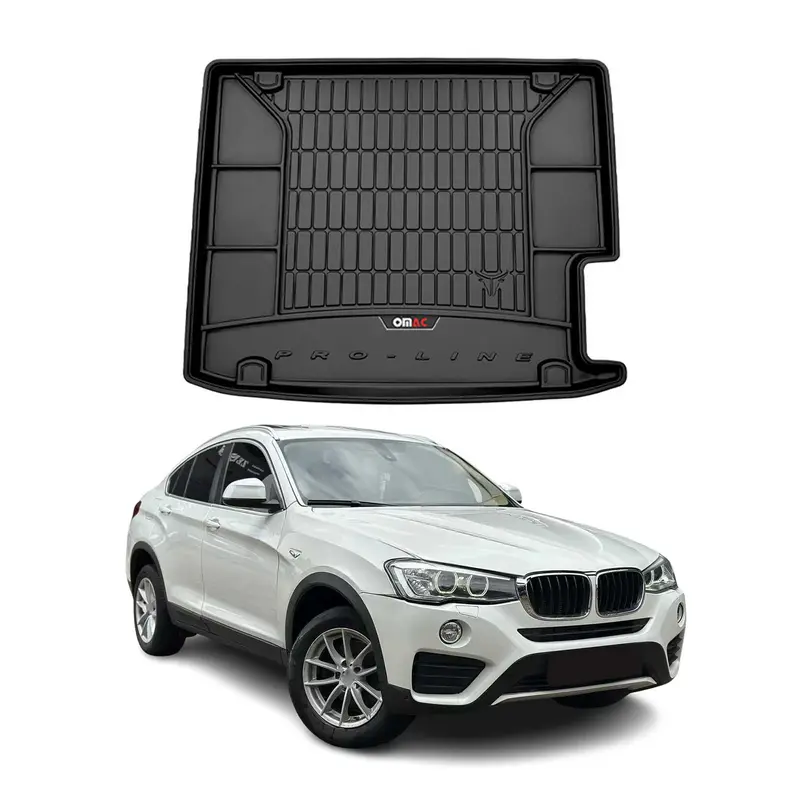 OMAC Tapis de coffre caoutchouc pour BMW X4 F26 2014-2018 Noir Premium
