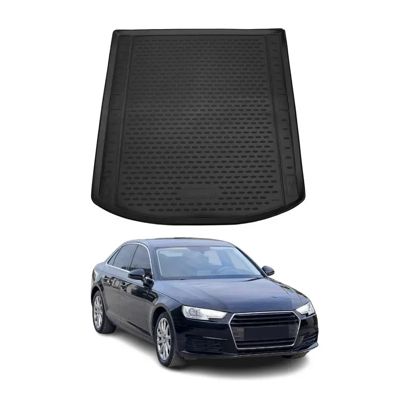 OMAC Tapis de coffre pour Audi A4 S4 B9 Berline 2016-2025 en caoutchouc Noir
