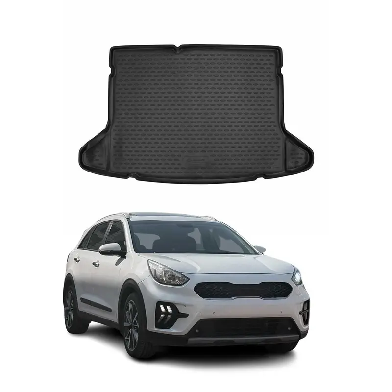 OMAC Tapis de coffre pour Kia Niro I 2017-2022 Hybrid caoutchouc Noir