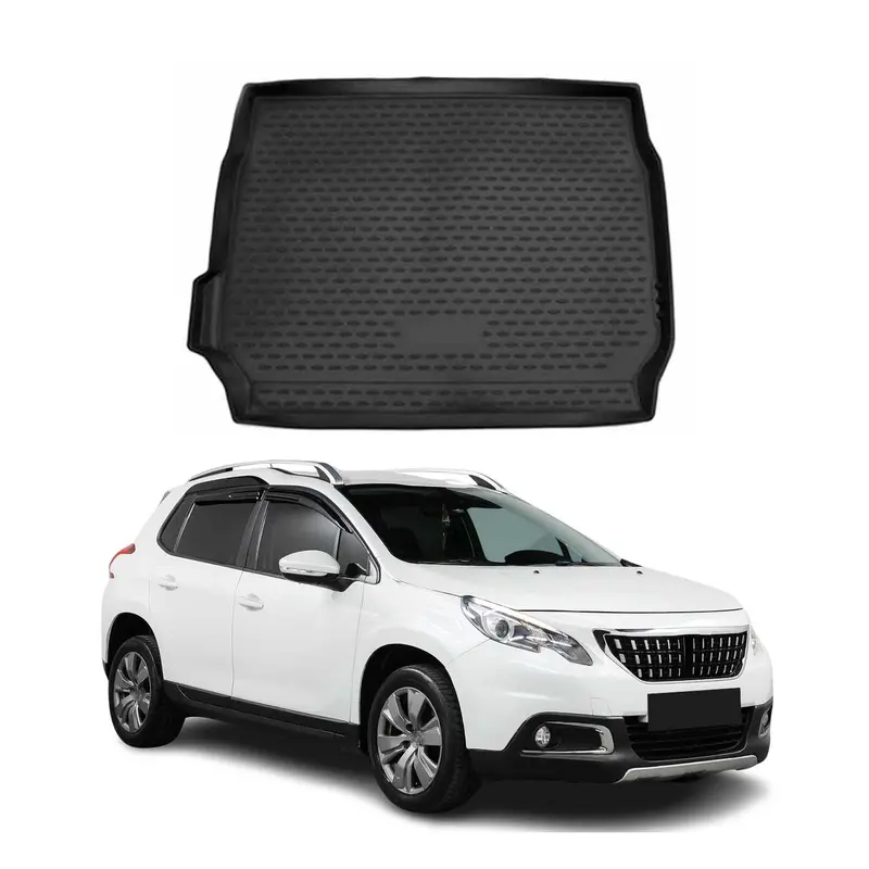 OMAC Tapis de coffre pour Peugeot 2008 2013-2018 sur mesure en caoutchouc Noir