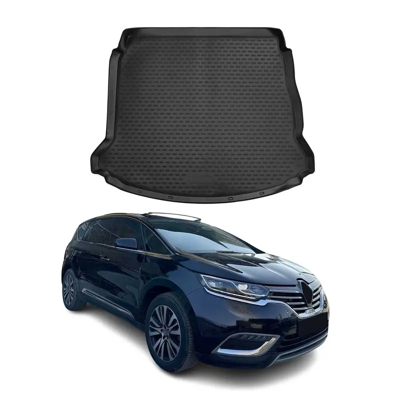 OMAC Tapis de coffre pour Renault Espace 2015-2023 sur mesure en caoutchouc Noir