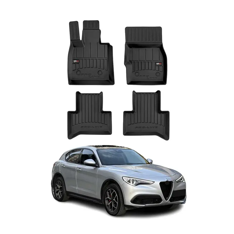 OMAC Tapis de sol caoutchouc pour Alfa Romeo Stelvio 2016-2026 Noir Premium