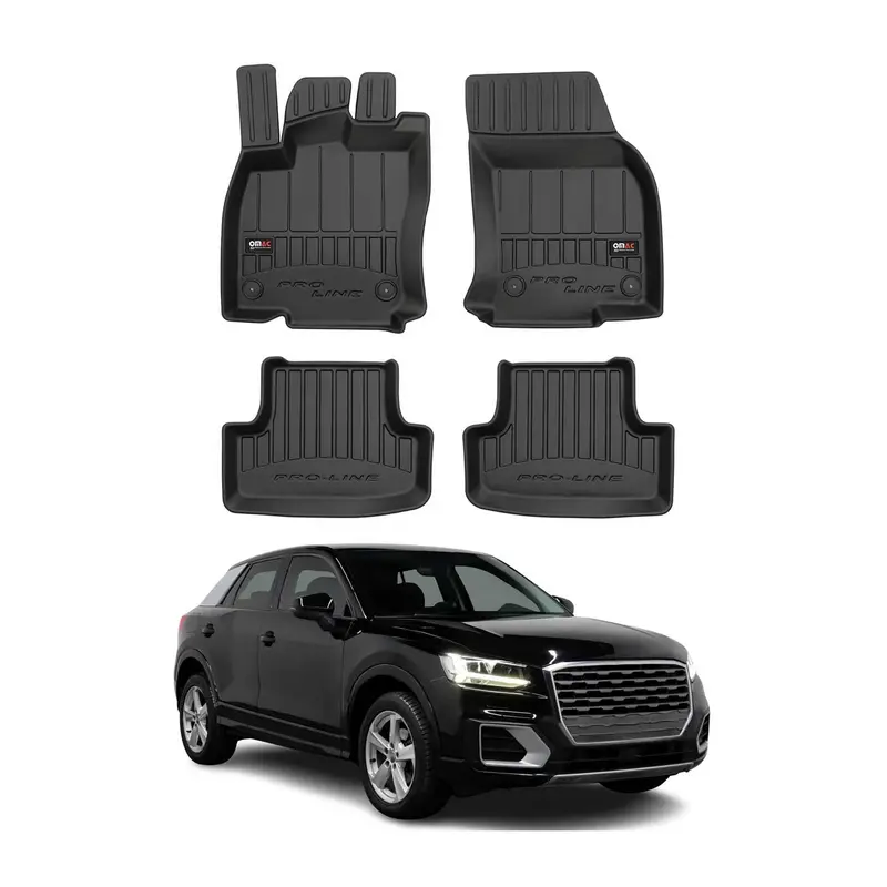 OMAC Tapis de sol caoutchouc pour Audi Q2 2017-2026 Noir Premium