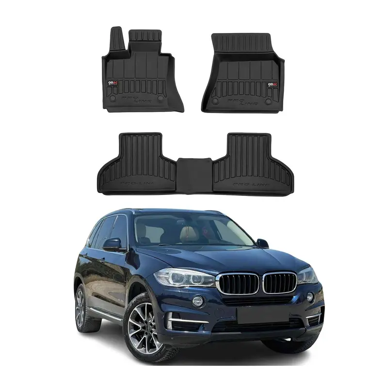 OMAC Tapis de sol caoutchouc pour BMW X5 F15 F85 2013-2018 Noir Premium