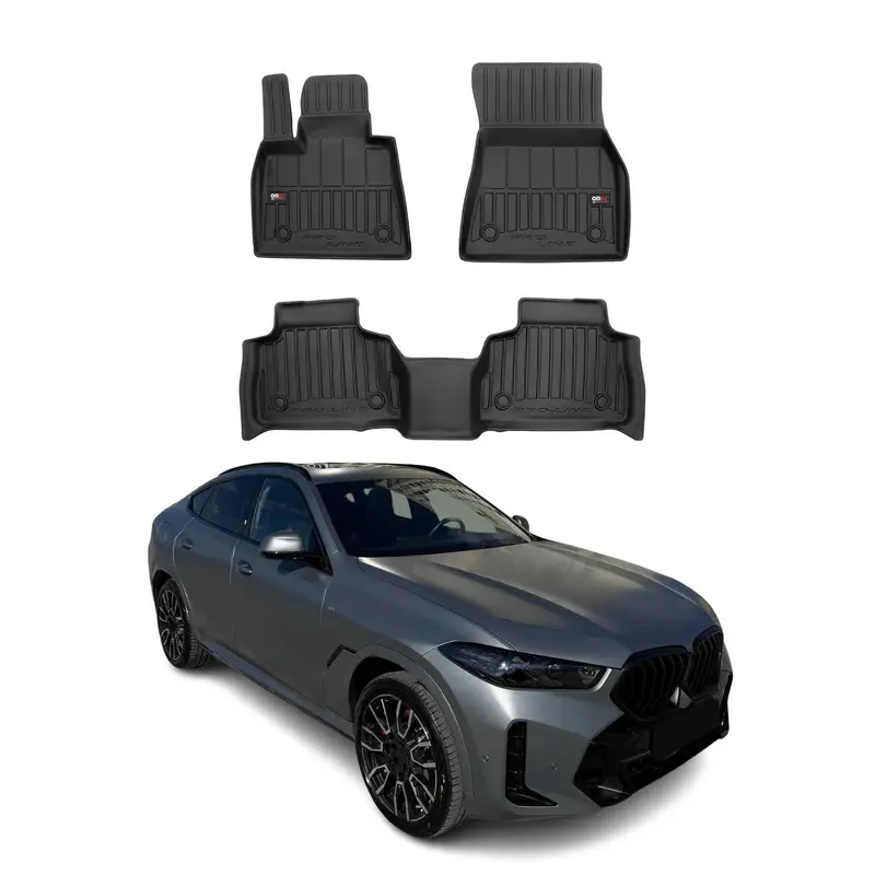 OMAC Tapis de sol caoutchouc pour BMW X6 G06 2019-2026 3 pièces Noir Premium