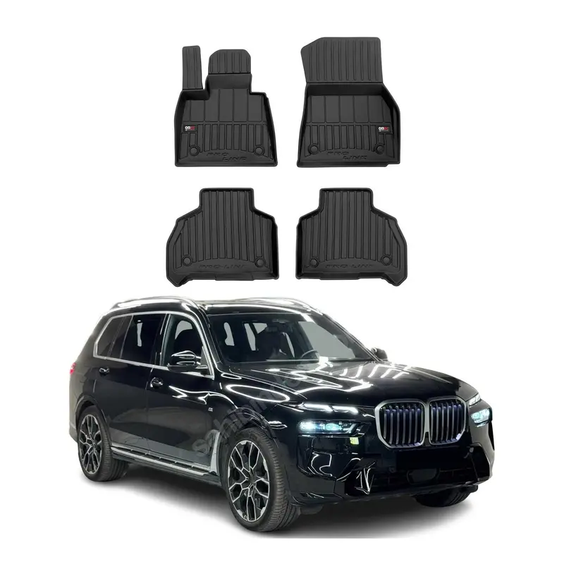 OMAC Tapis de sol caoutchouc pour BMW X7 G07 2018-2026 Noir Premium 4 pièces