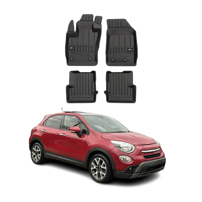 OMAC Tapis de sol caoutchouc pour Fiat 500X 2015-2026 Noir TPE Premium