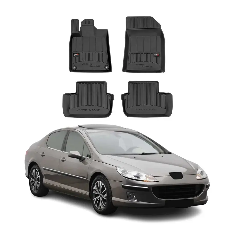 OMAC Tapis de sol caoutchouc pour Peugeot 407 Berline SW 2004-2011 Noir Premium