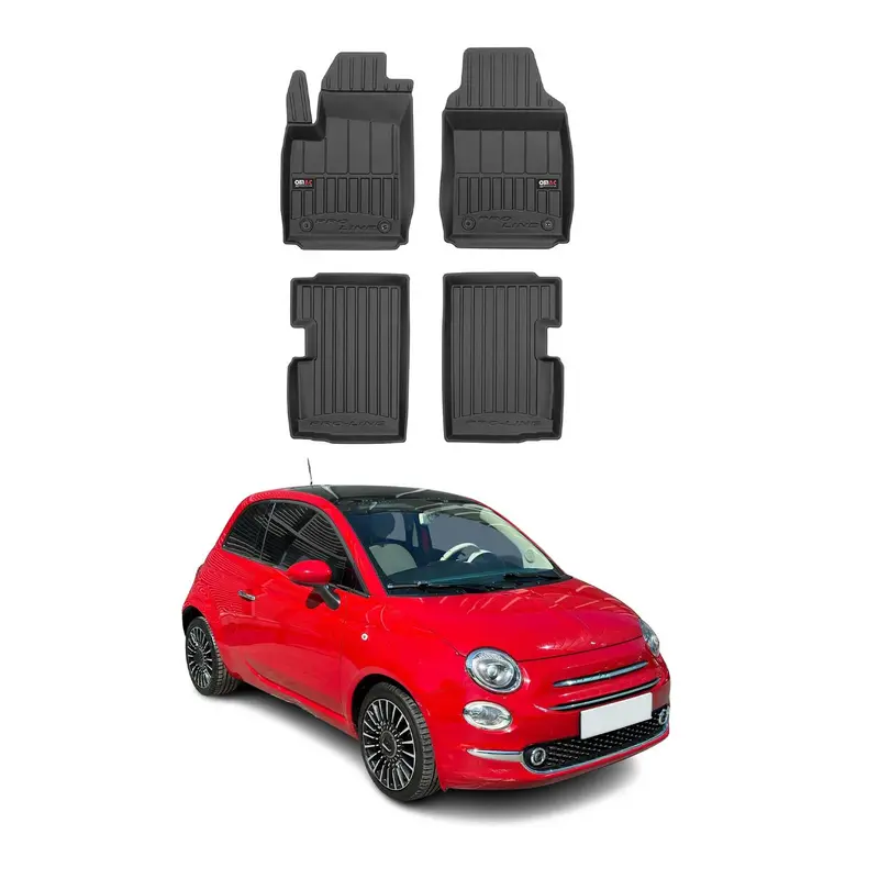 OMAC Tapis de sol en caoutchouc pour Fiat 500 500C 2007-2026 Noir Premium