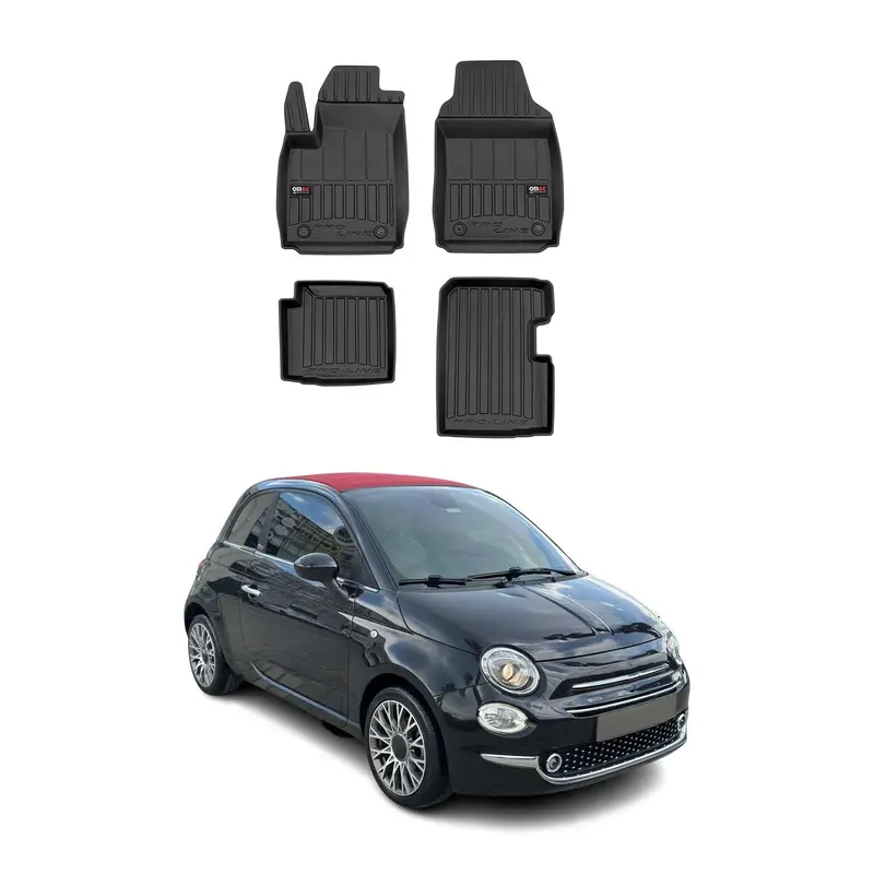 OMAC Tapis de sol en caoutchouc pour Fiat 500 Hybrid 2020-2026 Noir Premium
