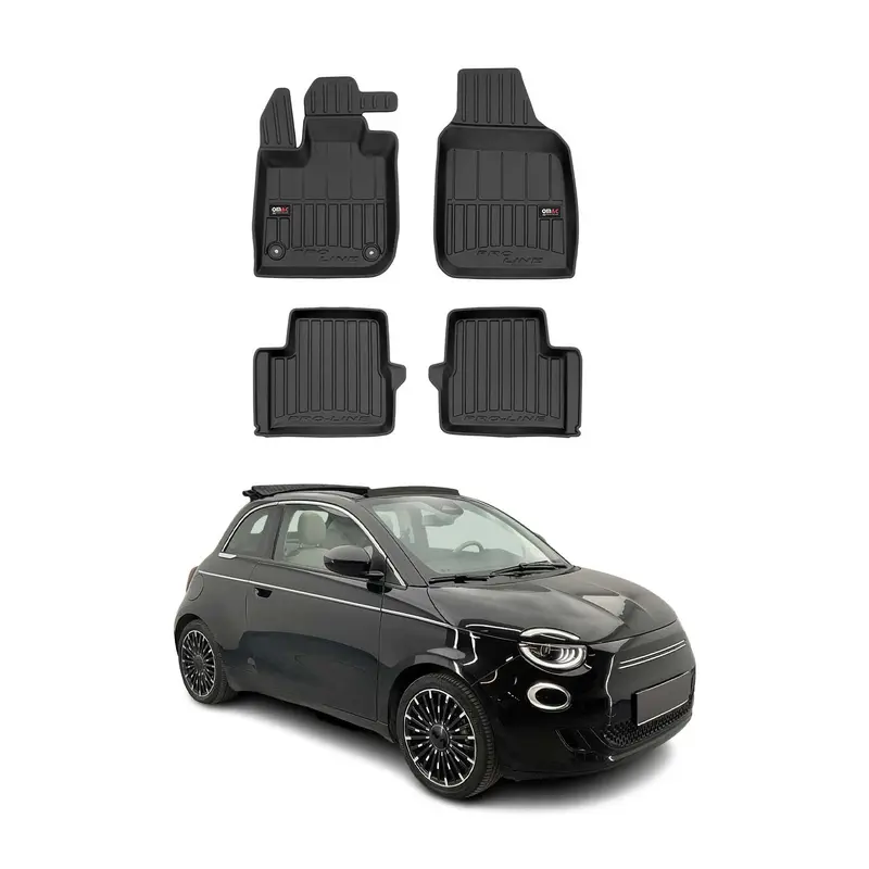 OMAC Tapis de sol en caoutchouc pour Fiat 500E 2020-2026 Noir Premium