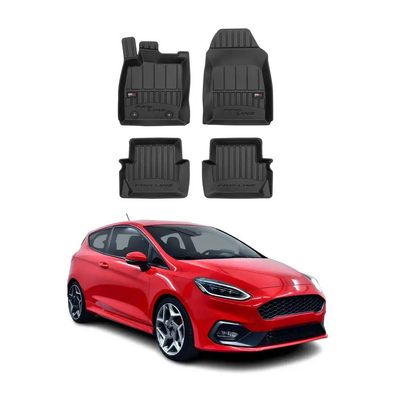 OMAC Tapis de sol en caoutchouc pour Ford Fiesta mk7 2017-2023 Noir Premium 4Pcs