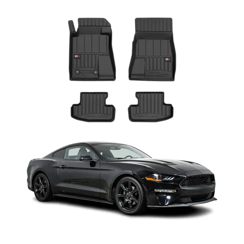 OMAC Tapis de sol en caoutchouc pour Ford Mustang Coupé 2015-2023 Noir Premium