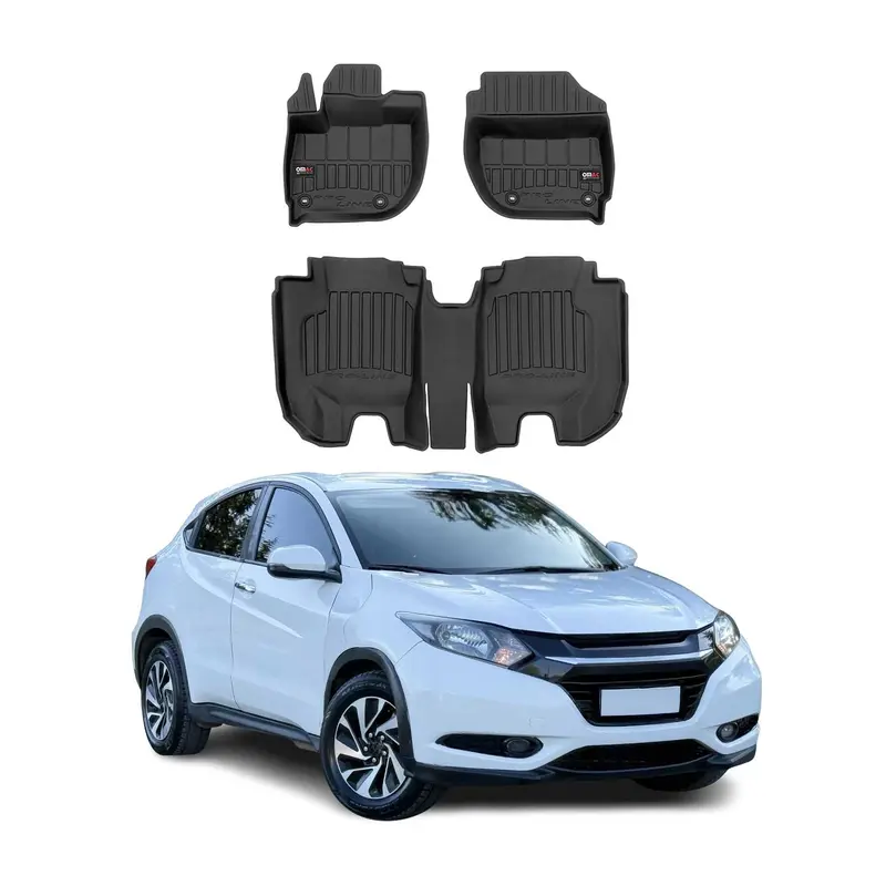 OMAC Tapis de sol en caoutchouc pour Honda HR-V II 2015-2021 Noir Premium