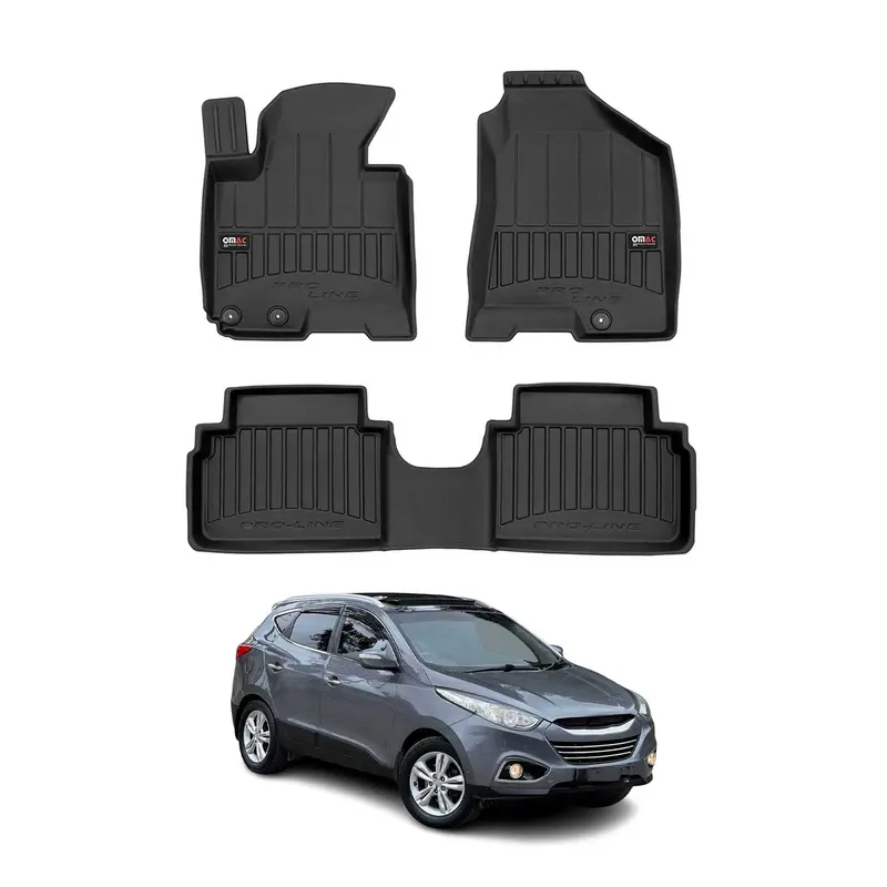 OMAC Tapis de sol en caoutchouc pour Hyundai iX35 2009-2015 Noir Premium