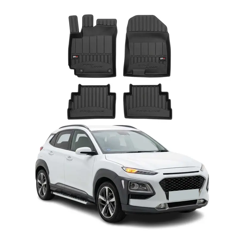 OMAC Tapis de sol en caoutchouc pour Hyundai Kona 2017-2023 Noir Premium