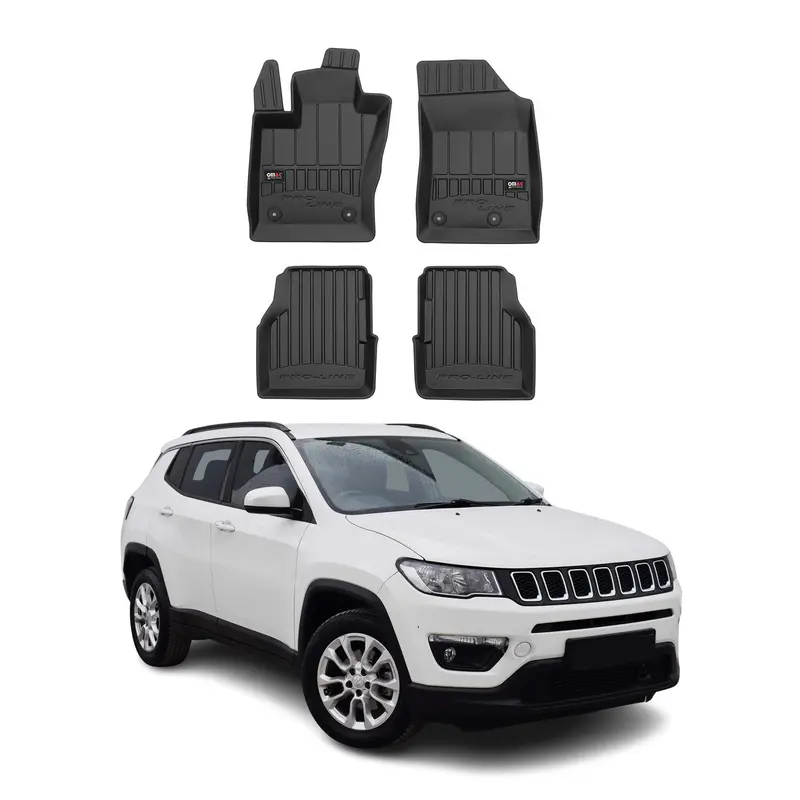 OMAC Tapis de sol en caoutchouc pour Jeep Compass 2017-2025 Noir Premium