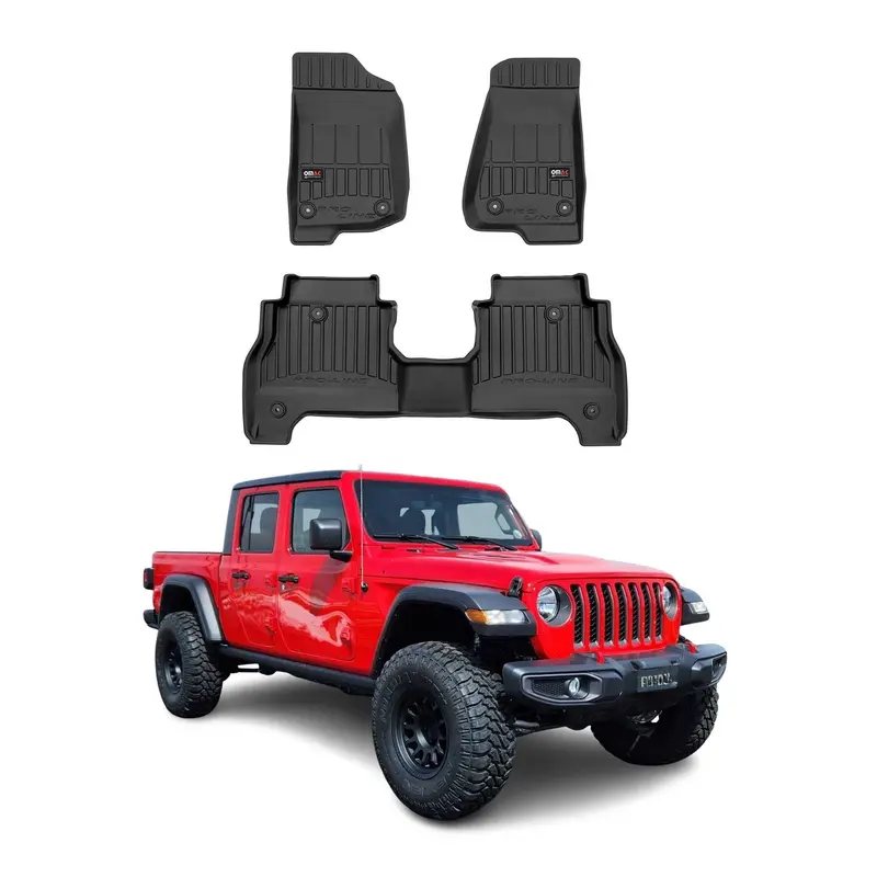 OMAC Tapis de sol en caoutchouc pour Jeep Gladiator 2020-2026 Noir Premium