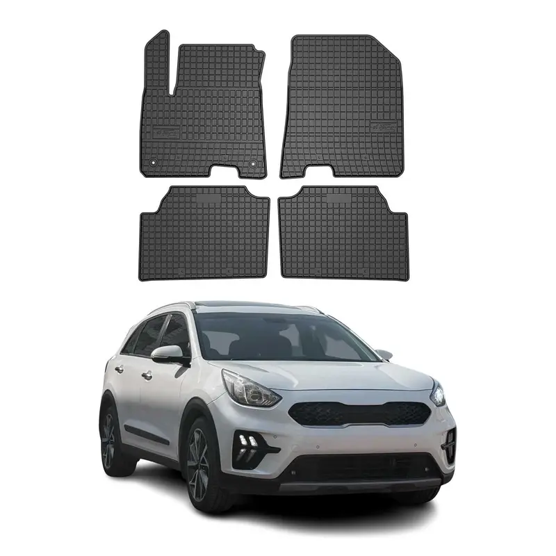 OMAC Tapis de sol en caoutchouc pour Kia e-Niro mk1 2018-2022 Noir Caoutchouc