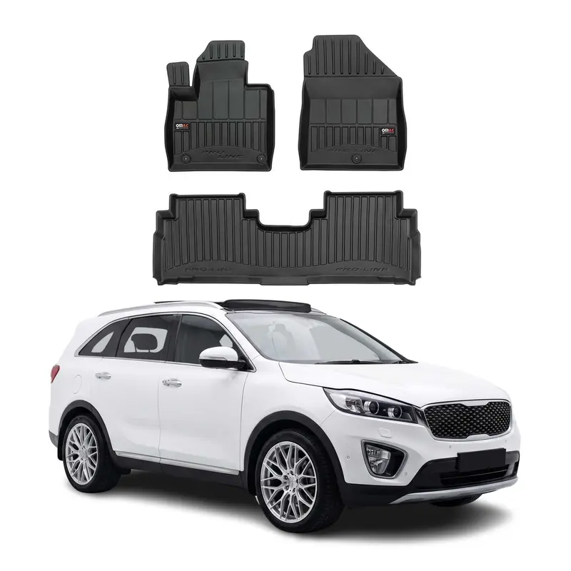 OMAC Tapis de sol en caoutchouc pour KIA Sorento 3 2015-2020 Noir Premium