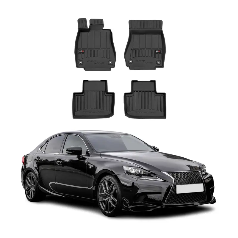 OMAC Tapis de sol en caoutchouc pour Lexus IS Berline 2013-2020 Noir Premium