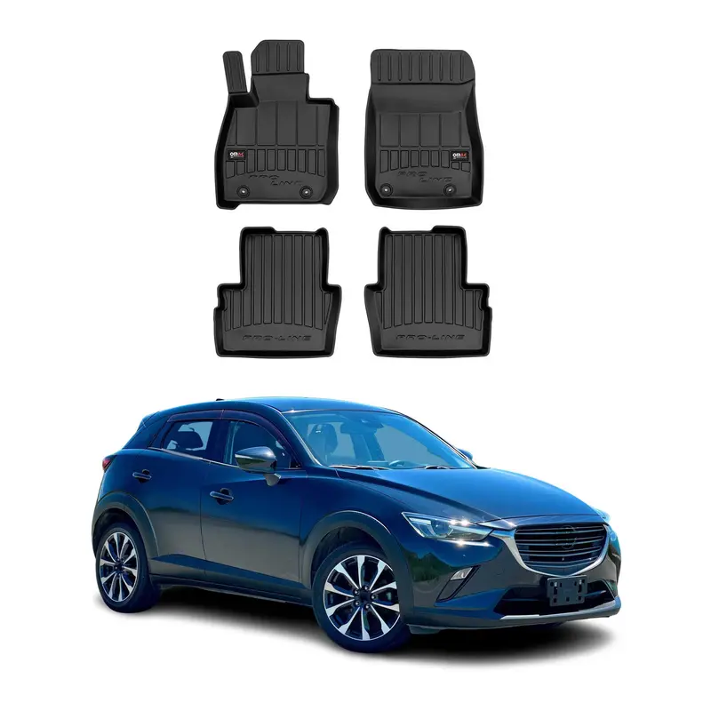 OMAC Tapis de sol en caoutchouc pour Mazda CX-3 2015-2023 Noir Premium
