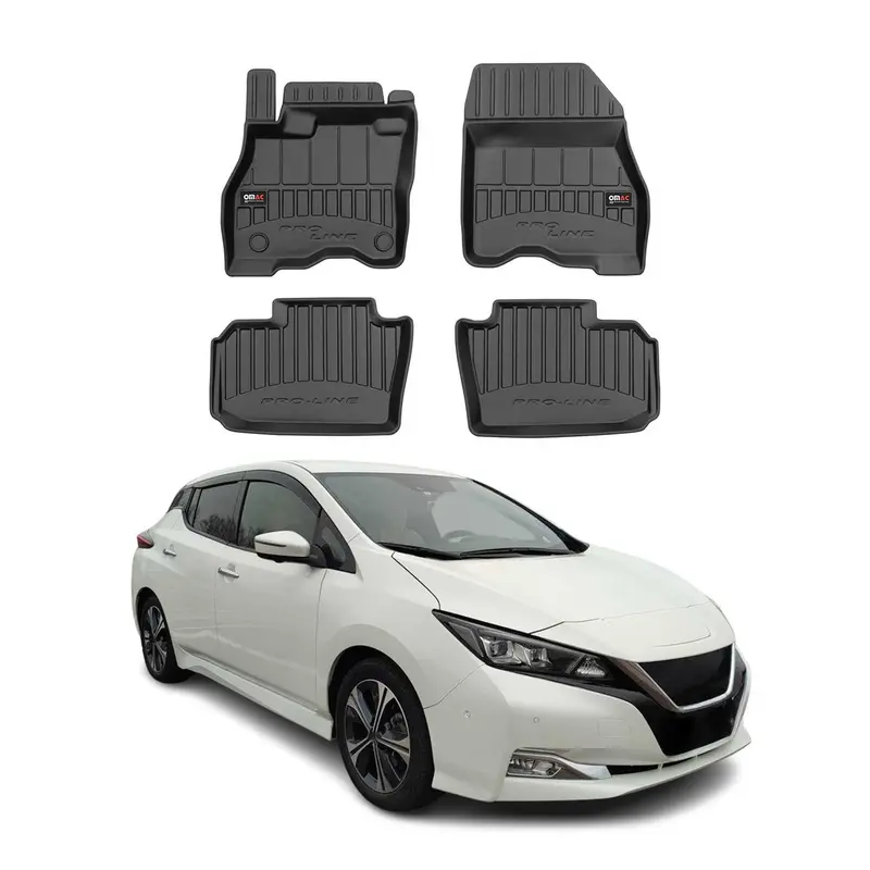 OMAC Tapis de sol en caoutchouc pour Nissan Leaf 2017-2023 Noir Premium