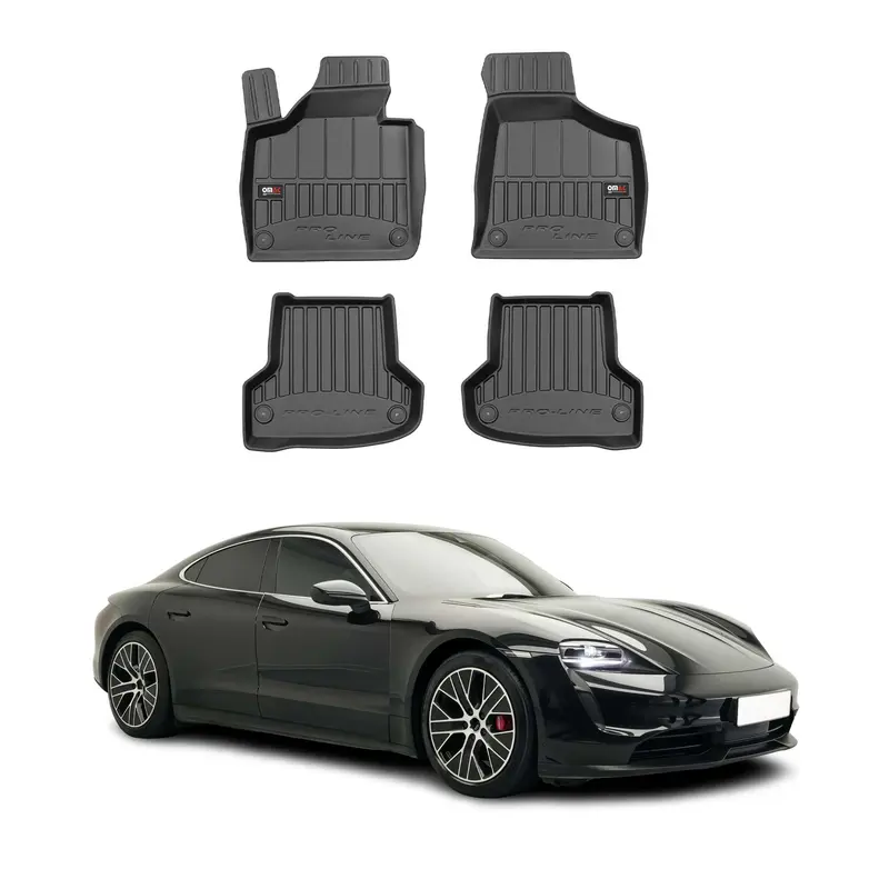 OMAC Tapis de sol en caoutchouc pour Porsche Taycan 2019-2023 Noir Premium
