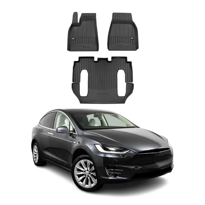 OMAC Tapis de sol en caoutchouc pour Tesla Model X 2016-2020 Noir Premium