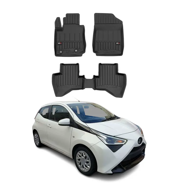 OMAC Tapis de sol en caoutchouc pour Toyota Aygo 2014-2022 Noir Premium