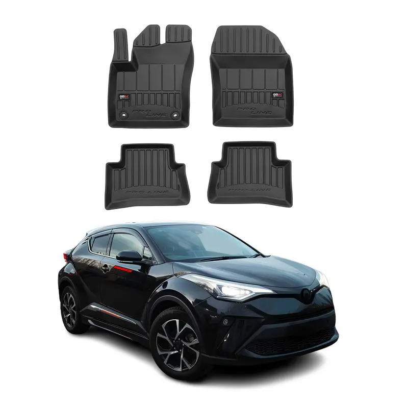 OMAC Tapis de sol en caoutchouc pour Toyota C-HR 2016-2023 Noir Premium