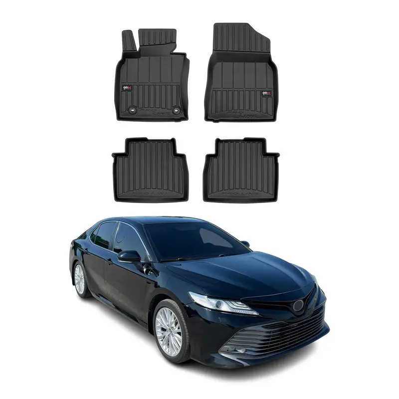 OMAC Tapis de sol en caoutchouc pour Toyota Camry 2018-2023 Noir Premium