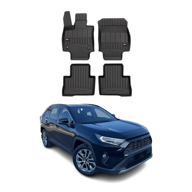 OMAC Tapis de sol en caoutchouc pour Toyota RAV4 Hybrid 2018-202 Noir Premium