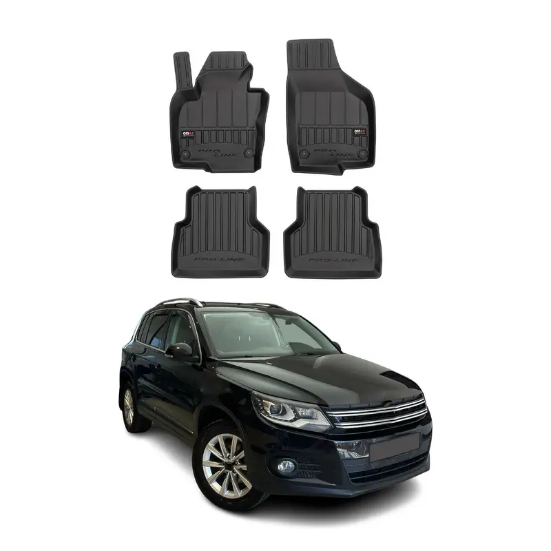 OMAC Tapis de sol en caoutchouc pour VW Tiguan 2007-2016 Noir Premium