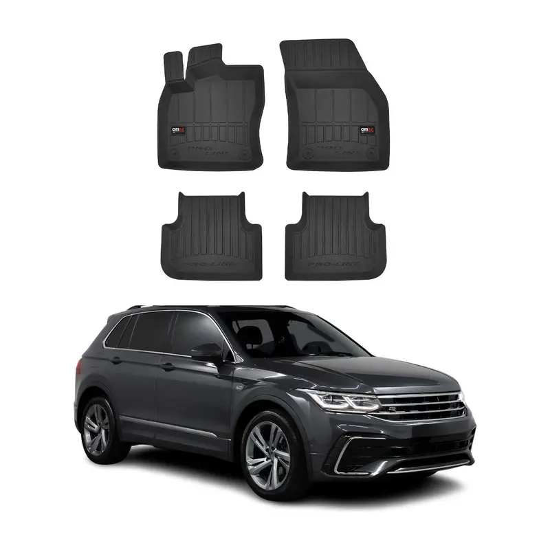 OMAC Tapis de sol en caoutchouc pour VW Tiguan mk2 2016-2024 Noir Premium