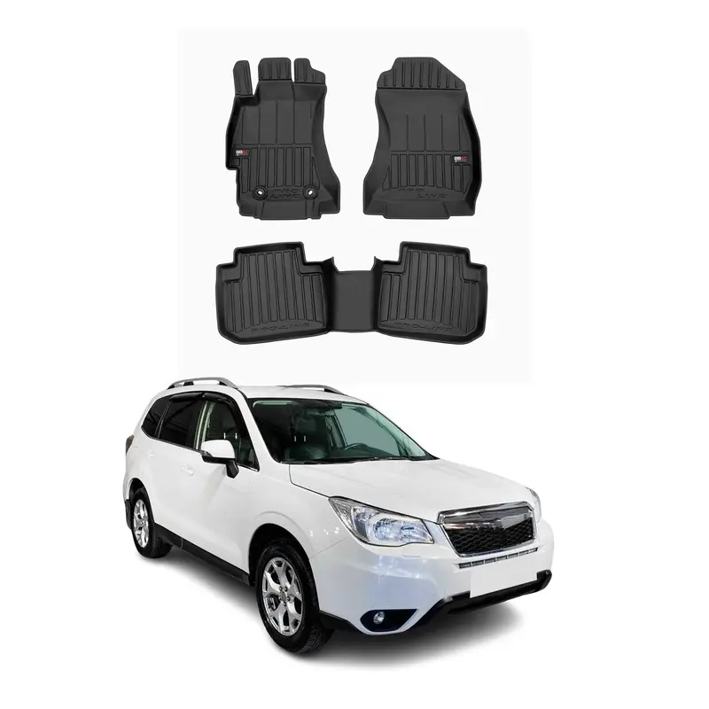 OMAC Tapis de sol noir pour Subaru Forester IV 2013-2018 3 pcs en Caoutchouc